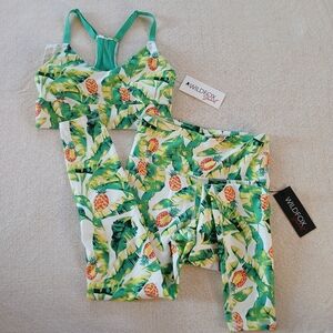 wildfox ♡ palms & pineapple 2 piece matching set workout medium athleisure